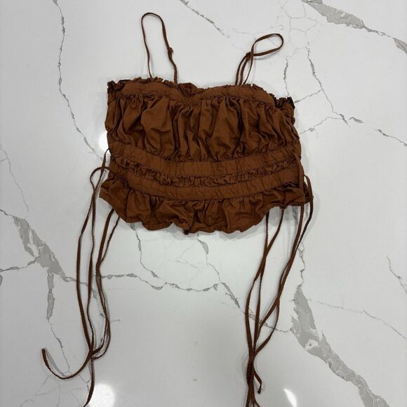 Free People Crop Top Womens Size Small Gabby Tube Top Brown Boho Tank - Picture 2 of 6
